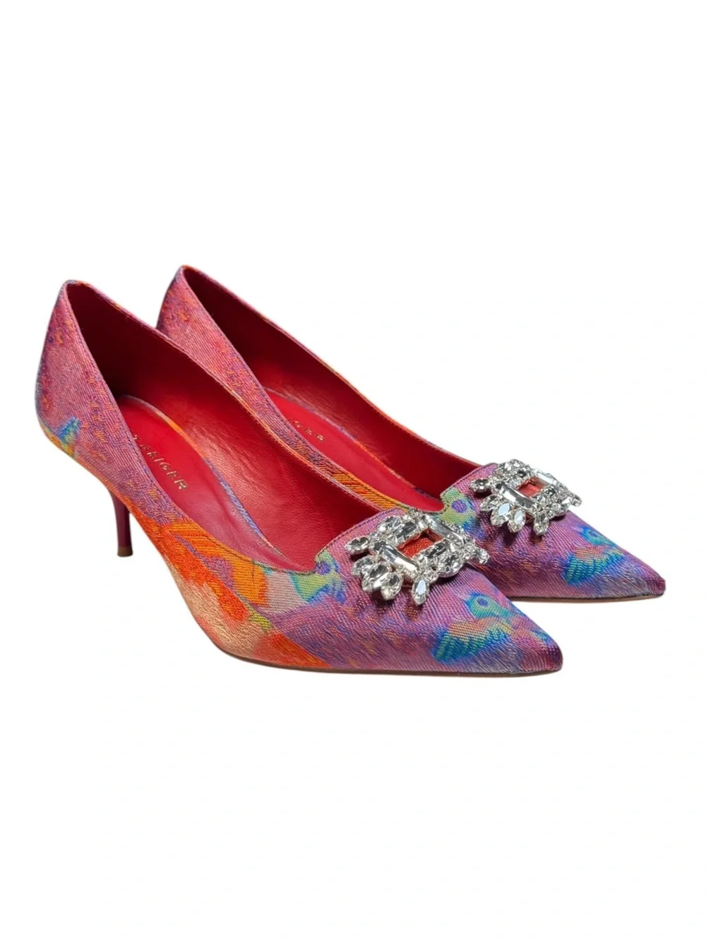 Kurt Keiger London Pia Jewel Jacquard Pointed Toe Pumps Kitten Heels 40.5 / 9.5